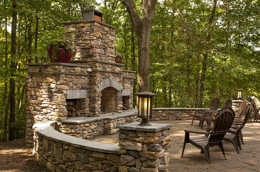Paver patio and hardscaping with a seating wall built by Wall to Wall Construction near Severn, MD