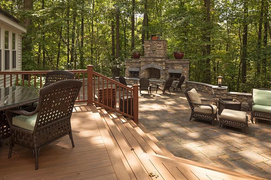 Backyard hardscaping and outdoor living space built by Wall to Wall Construction in Towson, MD