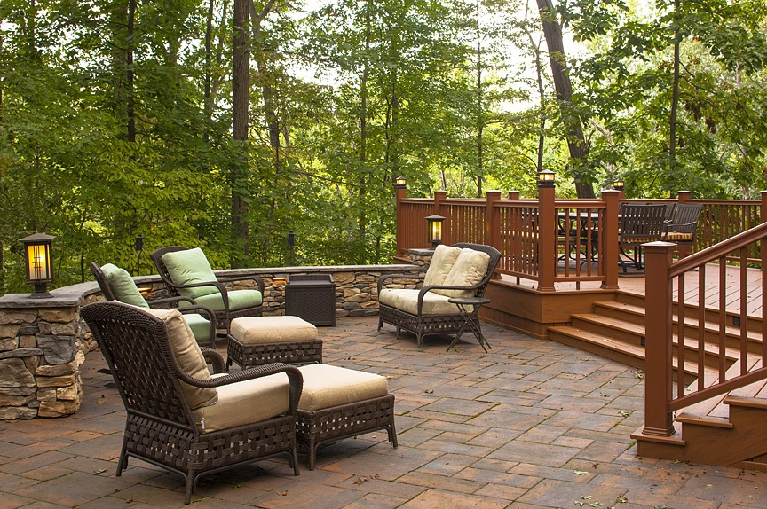 Backyard hardscaping and outdoor living space built by Wall to Wall Construction in Severn, MD