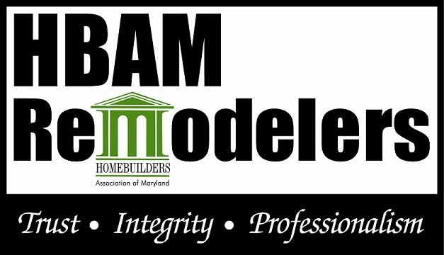 HBAM Remodelers logo featuring green home icon and text emphasizing trust, integrity, and professionalism.