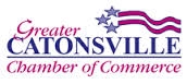 Greater Catonsville Chamber of Commerce logo featuring red, white, and blue colors with stars and stripes design.