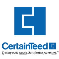 CertainTeed logo featuring a blue stylized 'C' and 'T' with the tagline about quality and satisfaction.