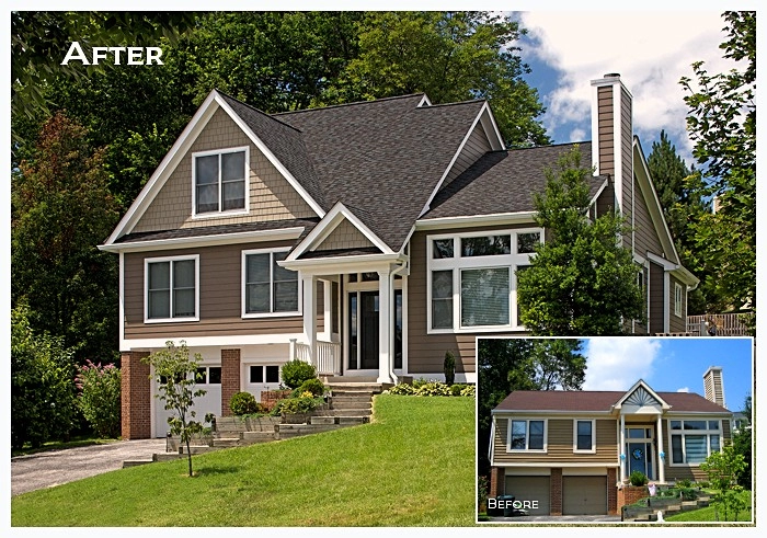 Stunning home exterior remodel showcasing new siding and roof, enhancing curb appeal in Catonsville.