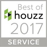 Best of Houzz 2017 Service award badge featuring a green and black logo on a light gray background.